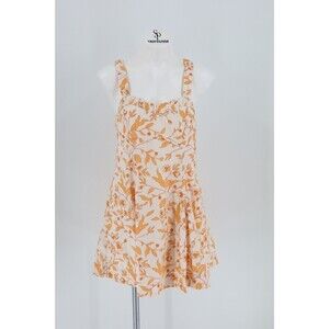 Anthropologie Maeve Women Size Small Orange Floral Mini Cross Back Dress